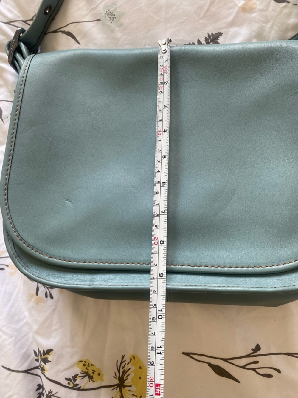 Vintage Coach Women’s Blue Gray Soft Leather Crossbody Saddle Bag - Picture 8 of 9